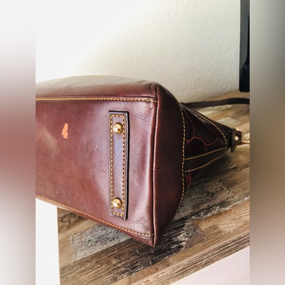 Dooney & Bourke Croc Embossed Double Pocket Satchel - Picture 8 of 12